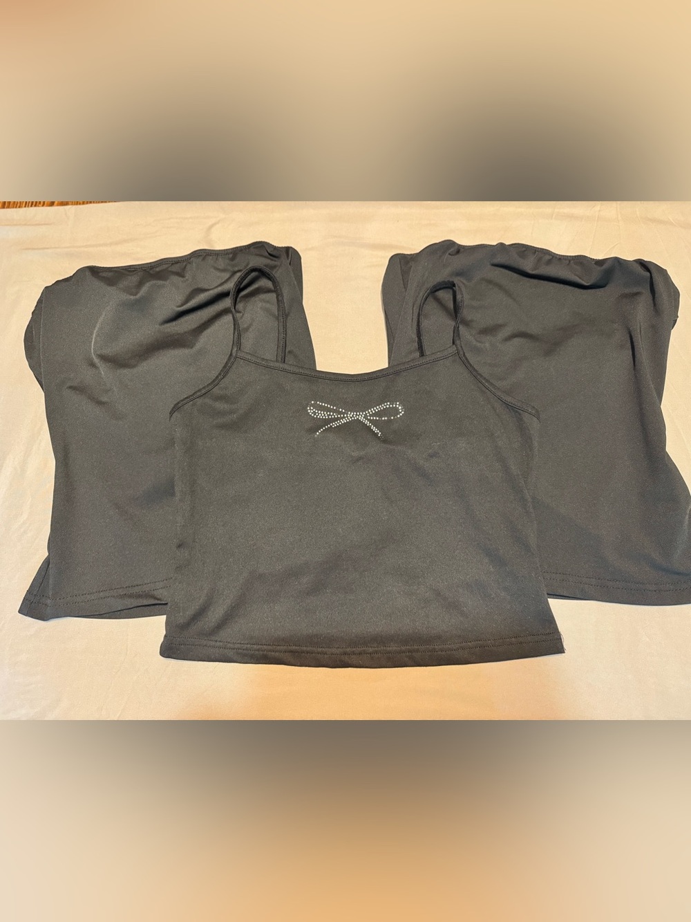 Black Rhinestone Bow Cami Tank Top - Women